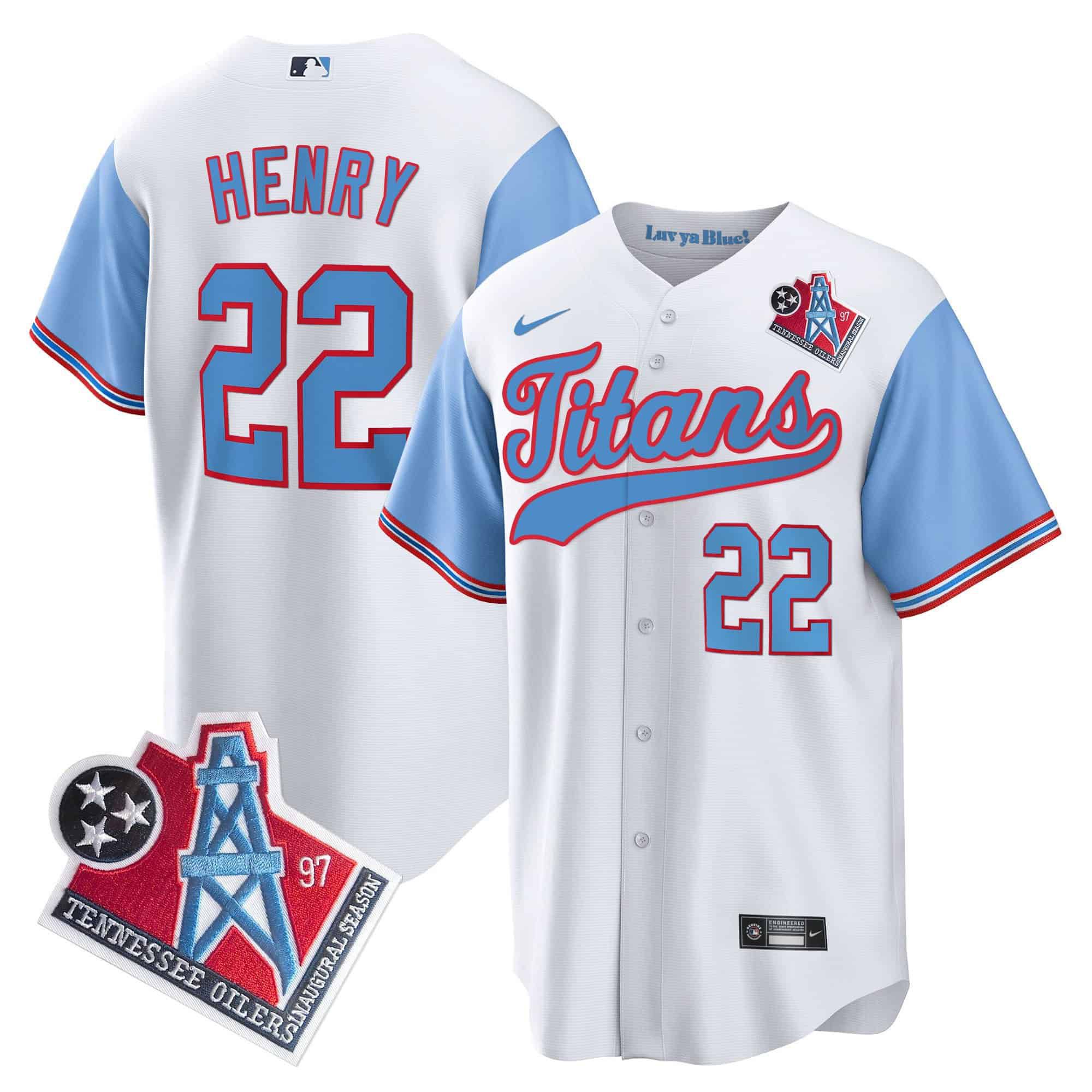 Men Tennessee Titans #22 Henry White Nike 1997 Throwback Limited Cool Base NFL Jersey style 1